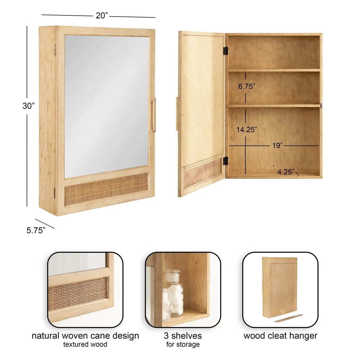 Ori Rattan Mirror Vanity Cabinet - kateandlaurel