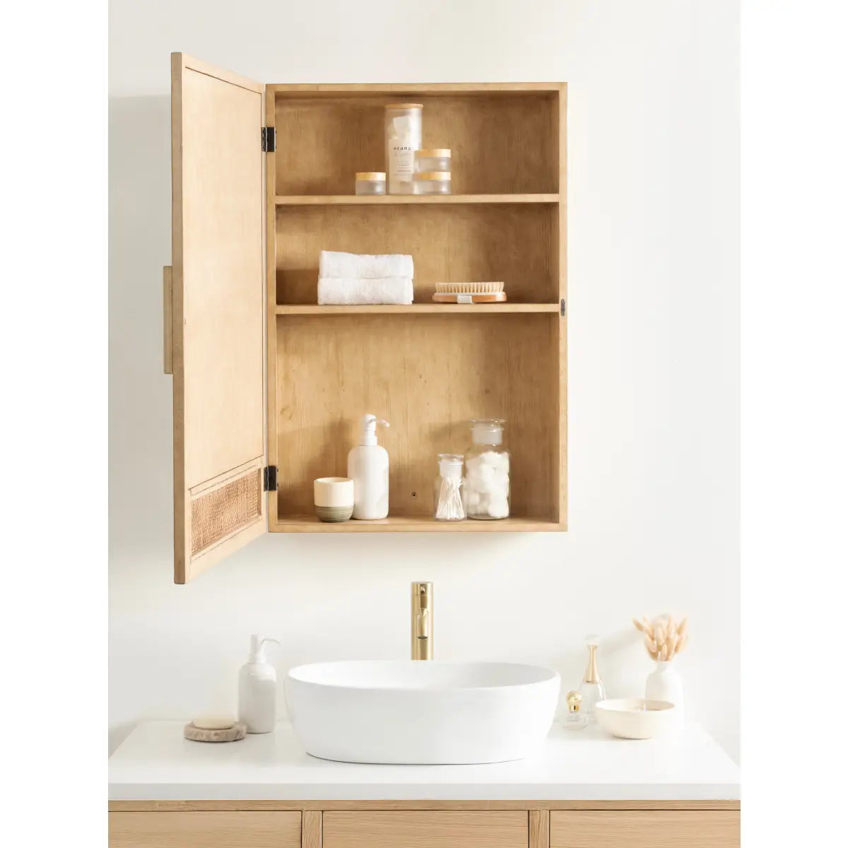 Ori Rattan Mirror Vanity Cabinet - kateandlaurel