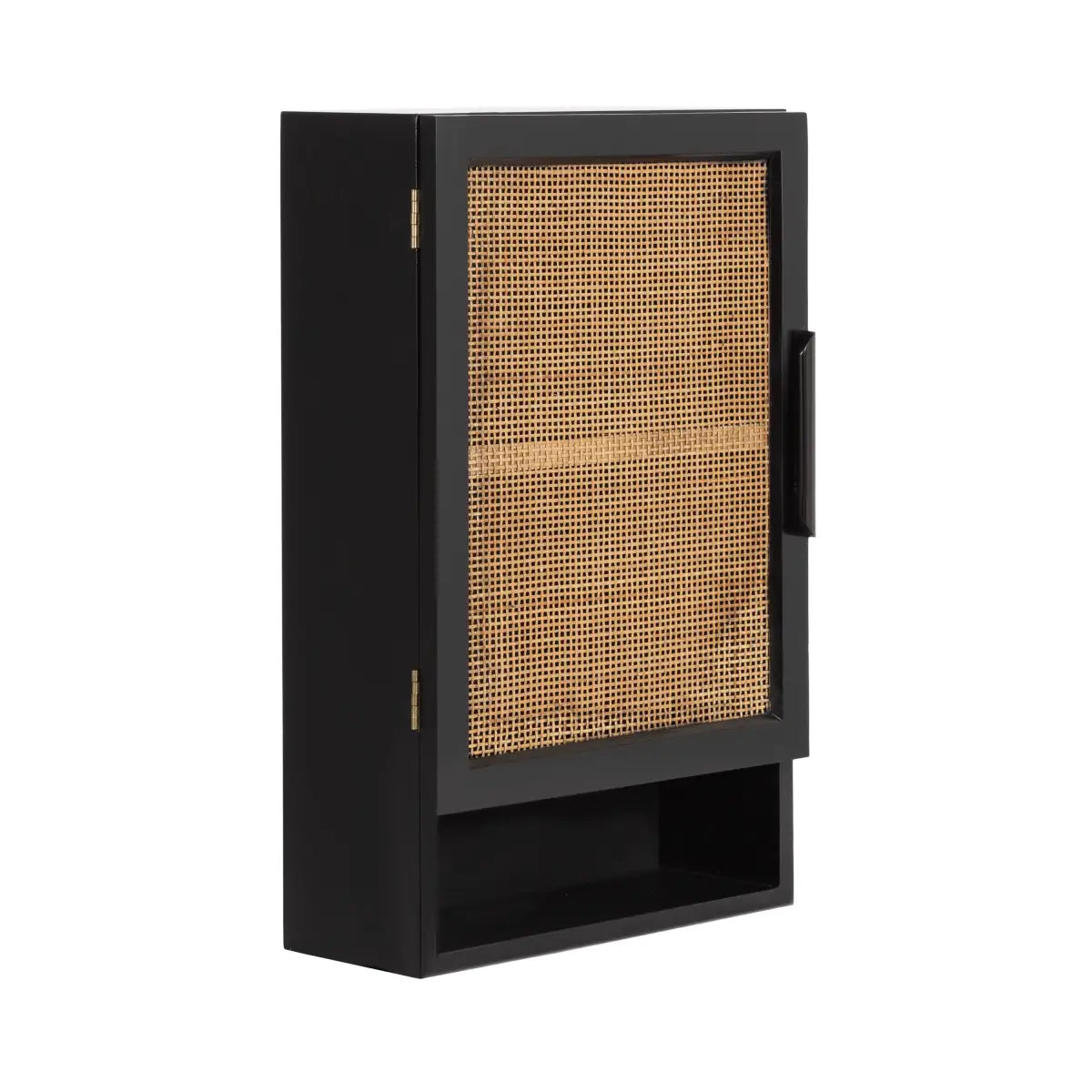 Ori Rattan Wall Cabinet with Cubby - Black - kateandlaurel
