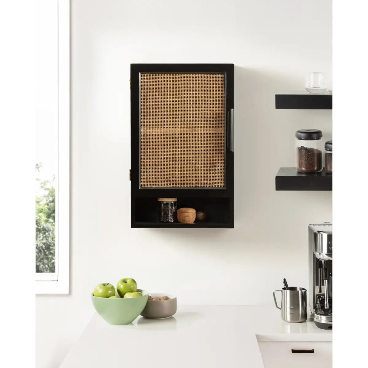 Ori Rattan Wall Cabinet with Cubby - kateandlaurel