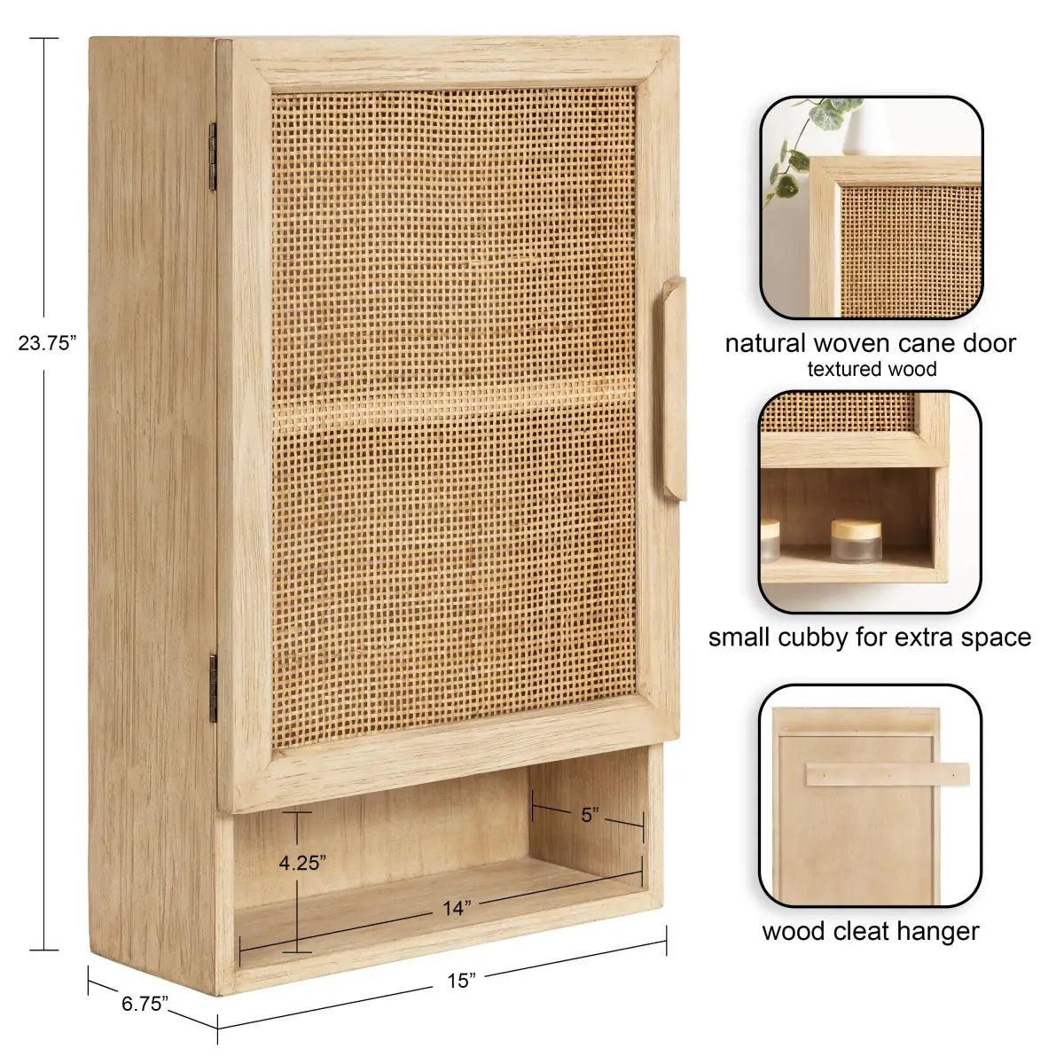 Ori Rattan Wall Cabinet with Cubby - kateandlaurel