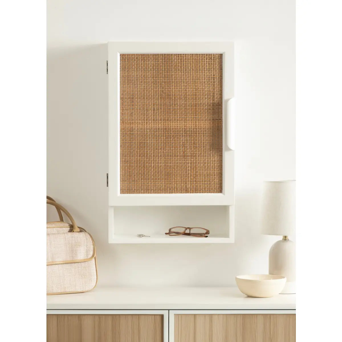 Ori Rattan Wall Cabinet with Cubby - kateandlaurel