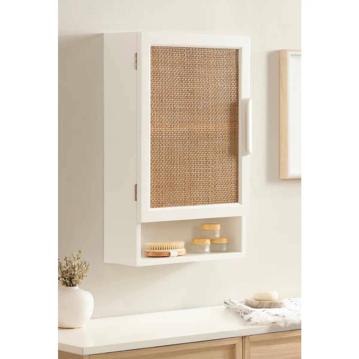 Ori Rattan Wall Cabinet with Cubby - kateandlaurel