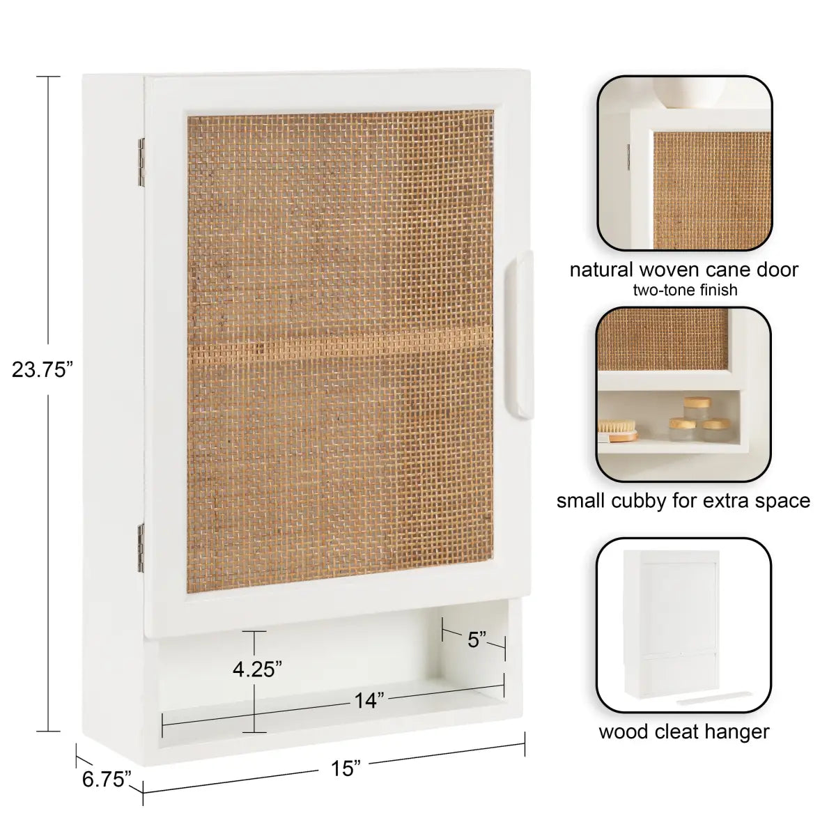 Ori Rattan Wall Cabinet with Cubby - kateandlaurel