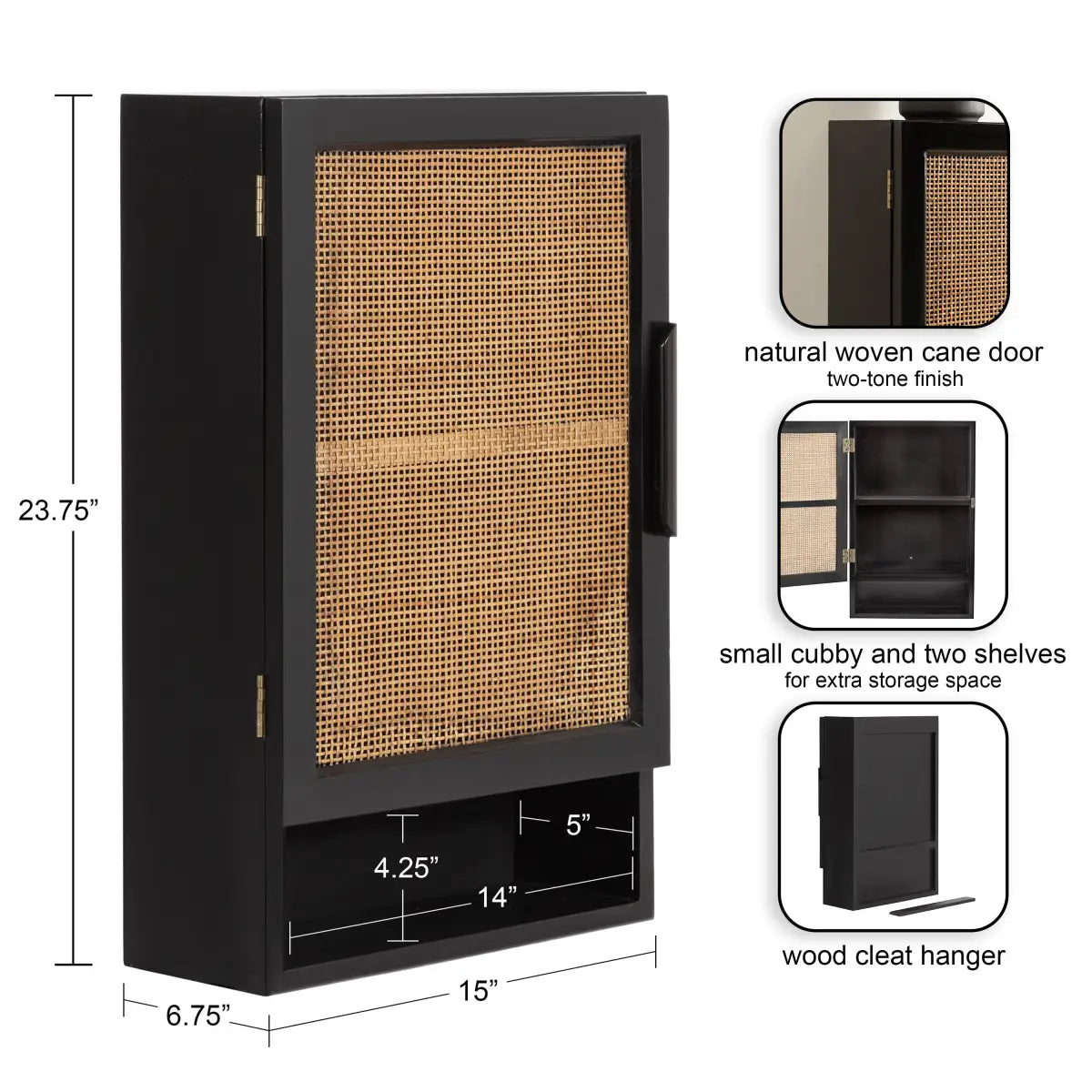 Ori Rattan Wall Cabinet with Cubby - kateandlaurel