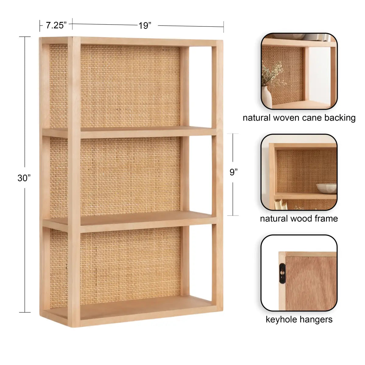 Ori Rattan Wood Wall Shelf - kateandlaurel