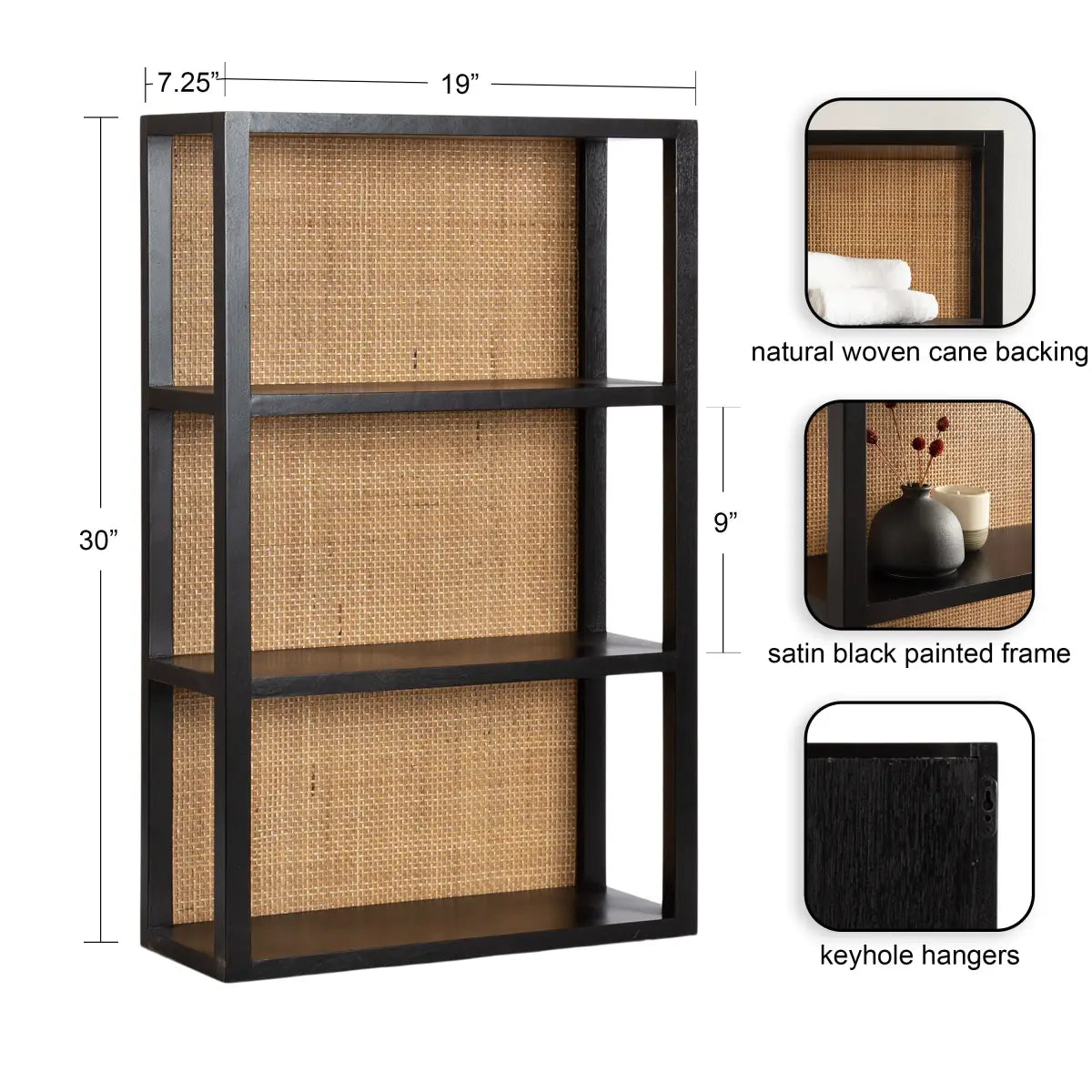 Ori Rattan Wood Wall Shelf - kateandlaurel