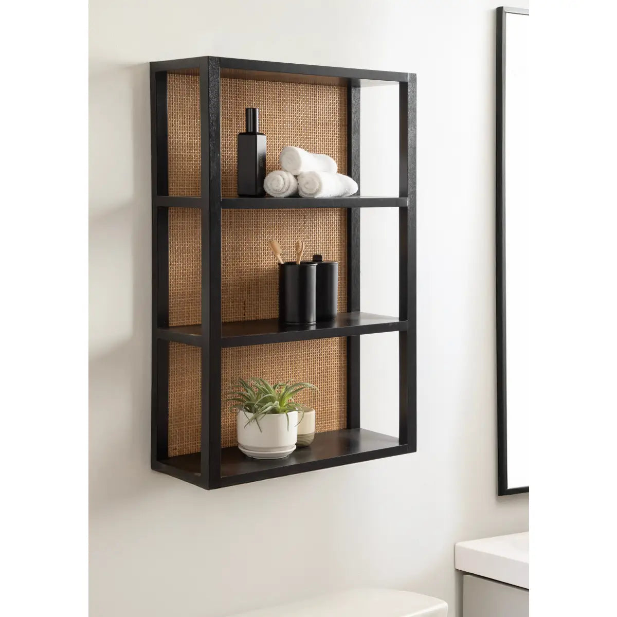 Ori Rattan Wood Wall Shelf - kateandlaurel