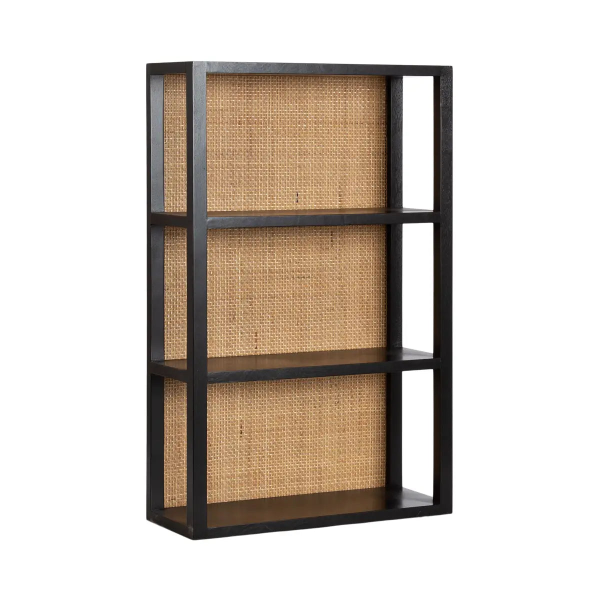 Ori Rattan Wood Wall Shelf - Black - kateandlaurel