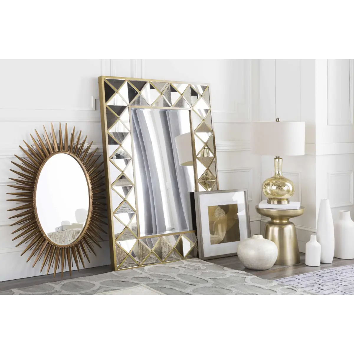 Oval Starburst Metal Mirror - 42’’H x 30’’W Sunburst - Boutique Rugs