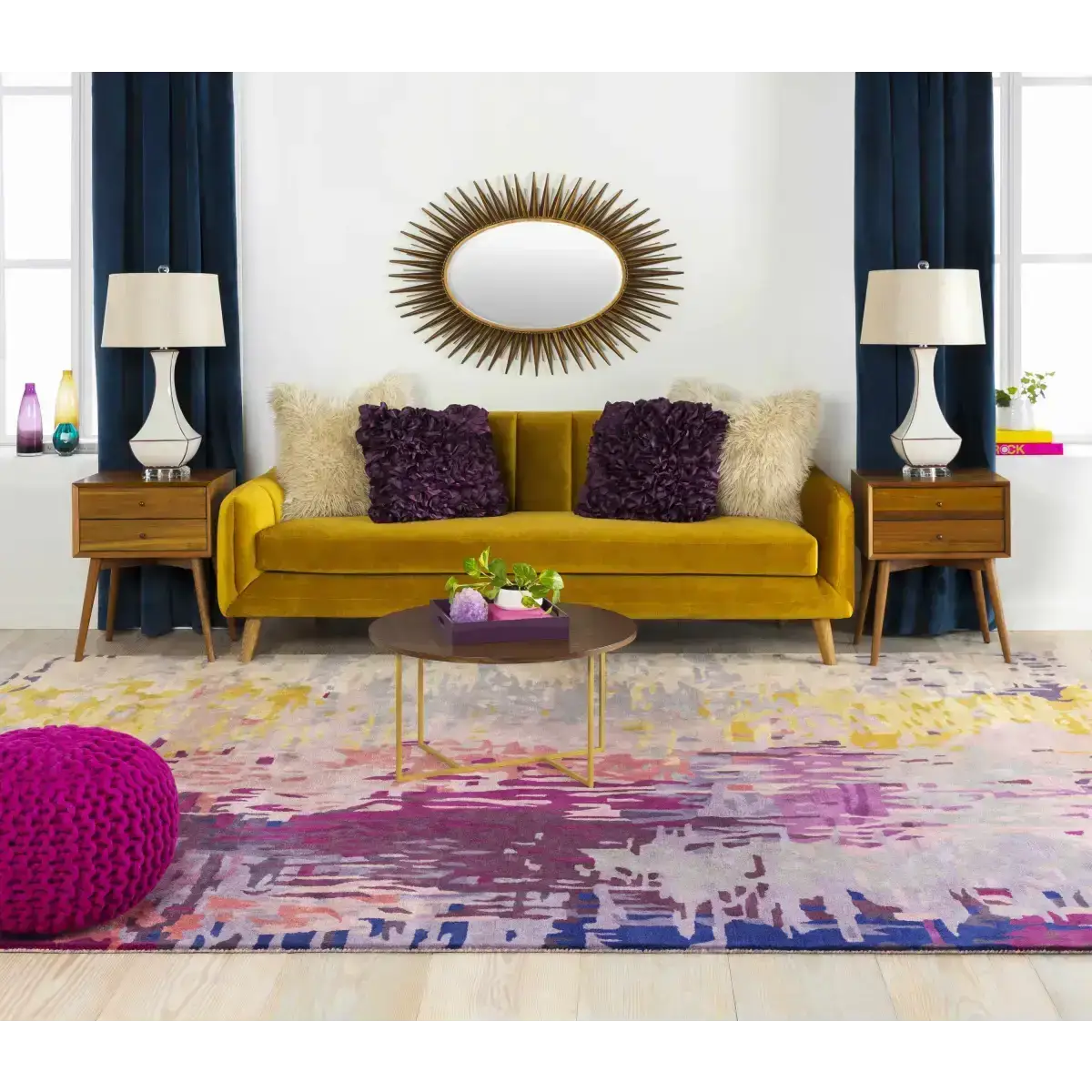 Oval Starburst Metal Mirror - 42’’H x 30’’W Sunburst - Boutique Rugs