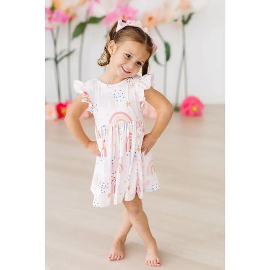 Over the Rainbow Flutter Sleeve Twirl Dress - Mila & Rose ®