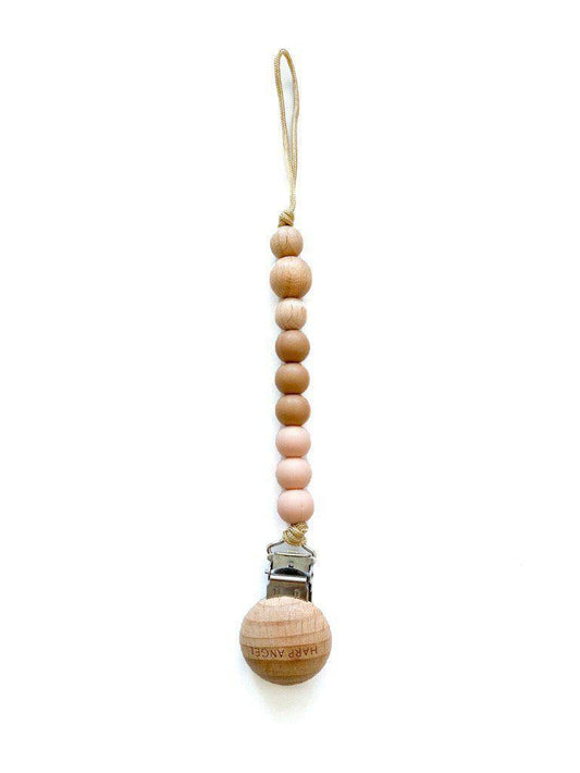 Pacifier Clip Harper (Camel & Blush) - Harp Angel Boutique