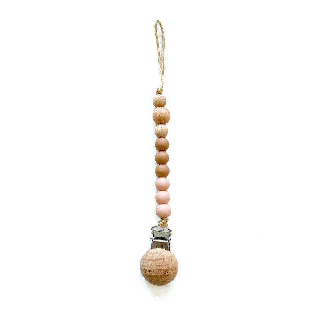 Pacifier Clip Harper (Camel & Blush) - Harp Angel Boutique