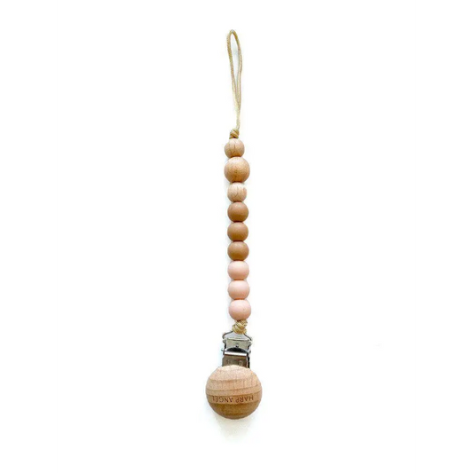 Pacifier Clip Harper (Camel & Blush) - Harp Angel Boutique