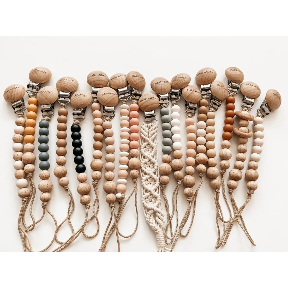 Pacifier Clip Macrame - Blush - Harp Angel Boutique