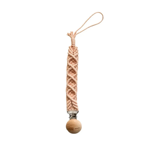 Pacifier Clip Macrame - Blush - Harp Angel Boutique