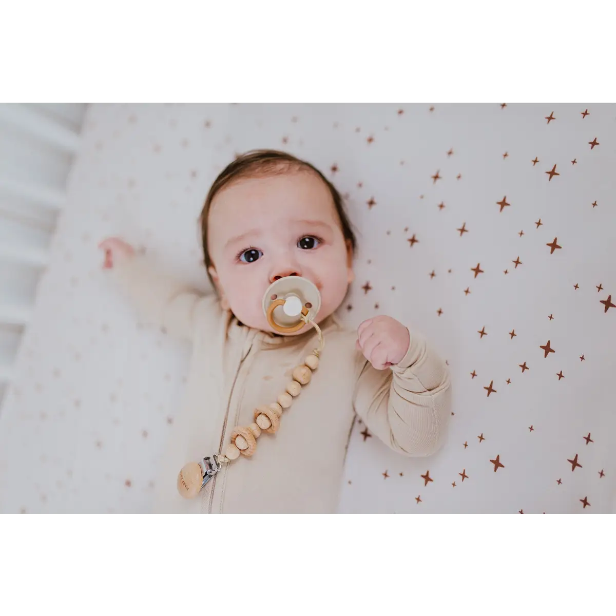 Pacifier Clip Wood Rattle - Harp Angel Boutique