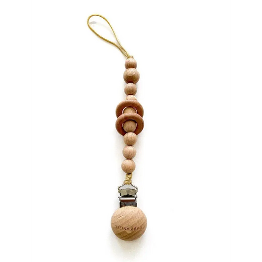 Pacifier Clip Wood Rattle - Harp Angel Boutique