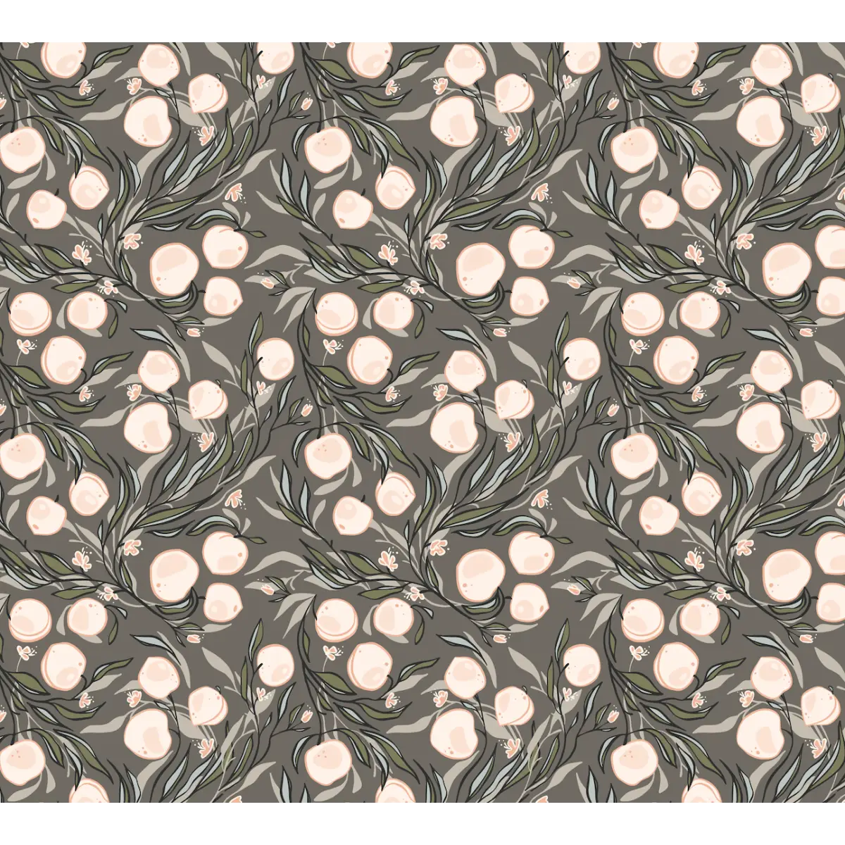 Paige Wallpaper - Playful Peaches - by Erin Silliman Designs - Sample 1 foot by 1 foot / Gray - Loomwell Home Goods