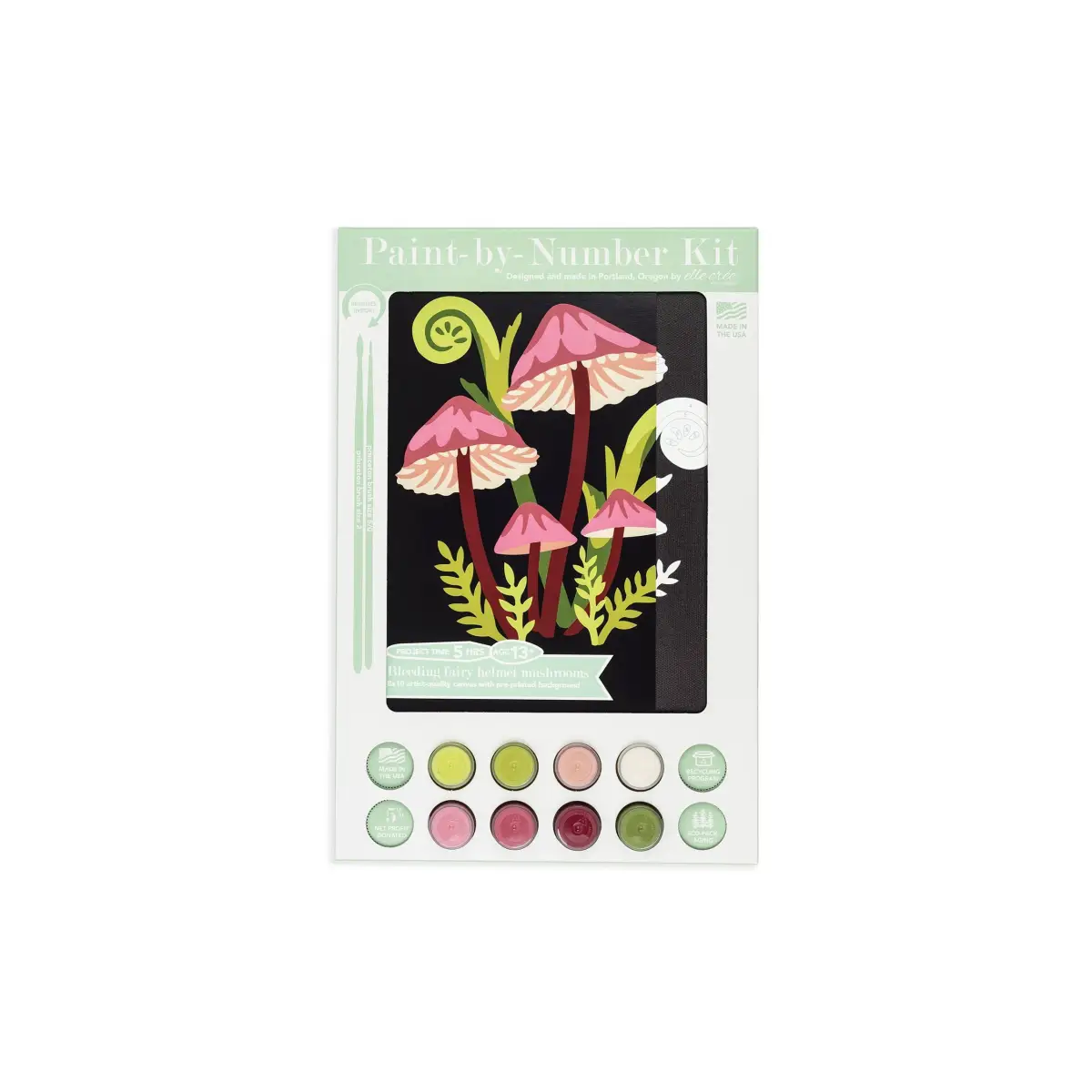Paint by Number Kit - Bleeding Fairy Helmet Mushrooms - 8x10 - Elle Crée