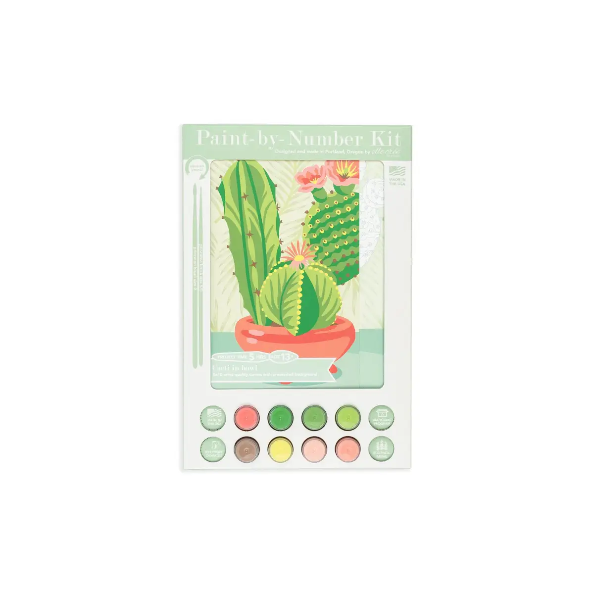 Paint by Number Kit - Cacti in Bowl - Elle Crée