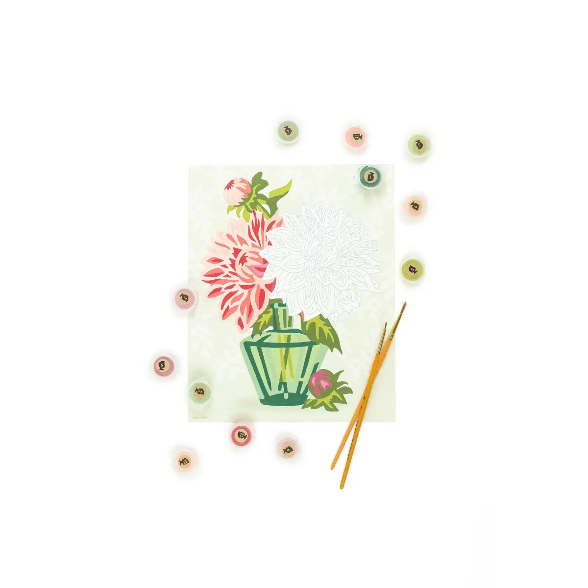 Paint by Number Kit - Dahlias in Vase - 8x10 - Elle Crée