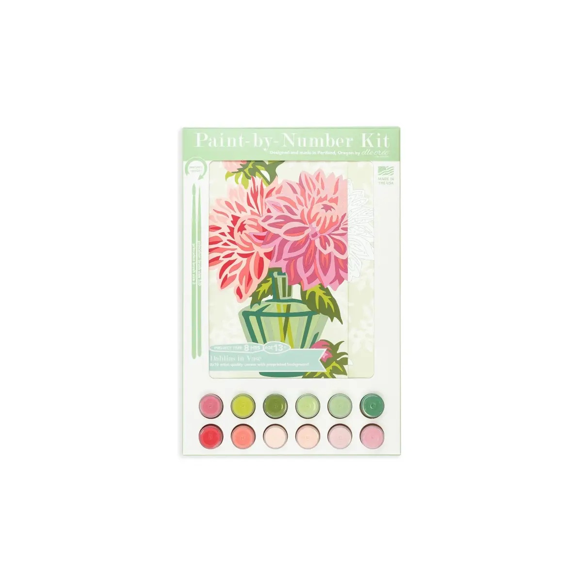 Paint by Number Kit - Dahlias in Vase - 8x10 - Elle Crée