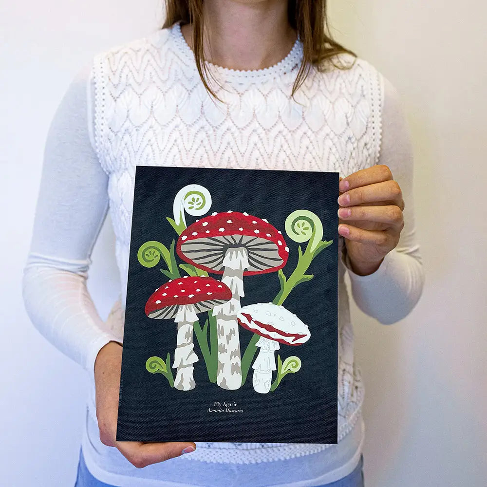 Paint by Number Kit - Fly Agaric Mushrooms - 8x10 - Elle Crée