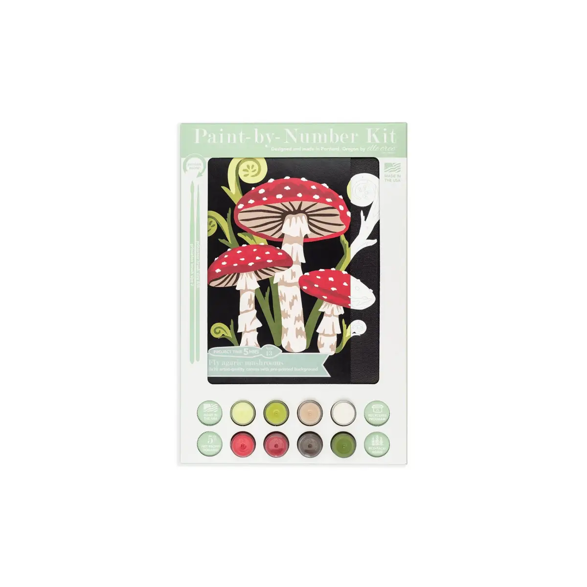 Paint by Number Kit - Fly Agaric Mushrooms - 8x10 - Elle Crée