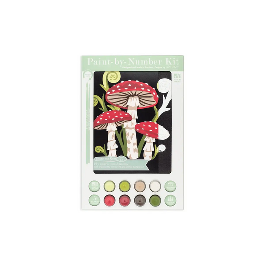 Paint by Number Kit - Fly Agaric Mushrooms - 8x10 - Elle Crée