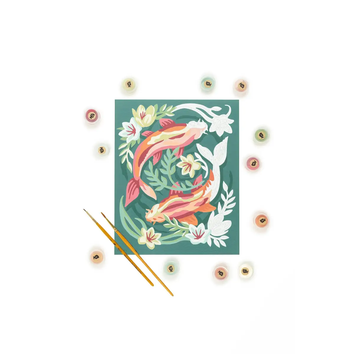 Paint by Number Kit - Koi Fish in Pond - 8x10 - Elle Crée