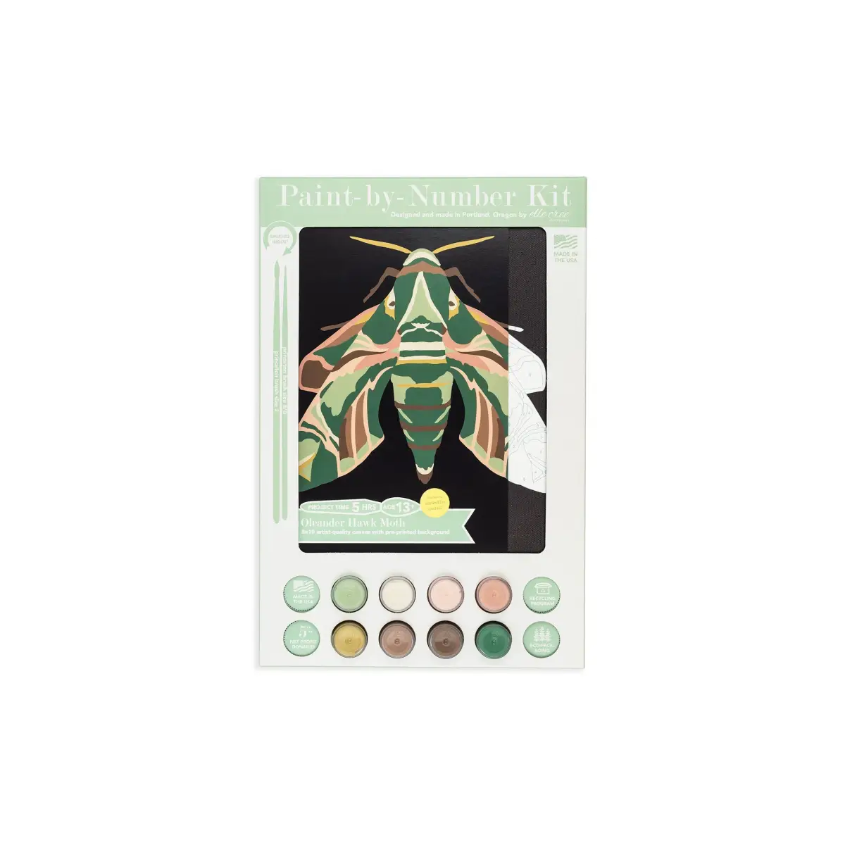 Paint by Number Kit - Oleander Hawk Moth - 8x10 - Elle Crée