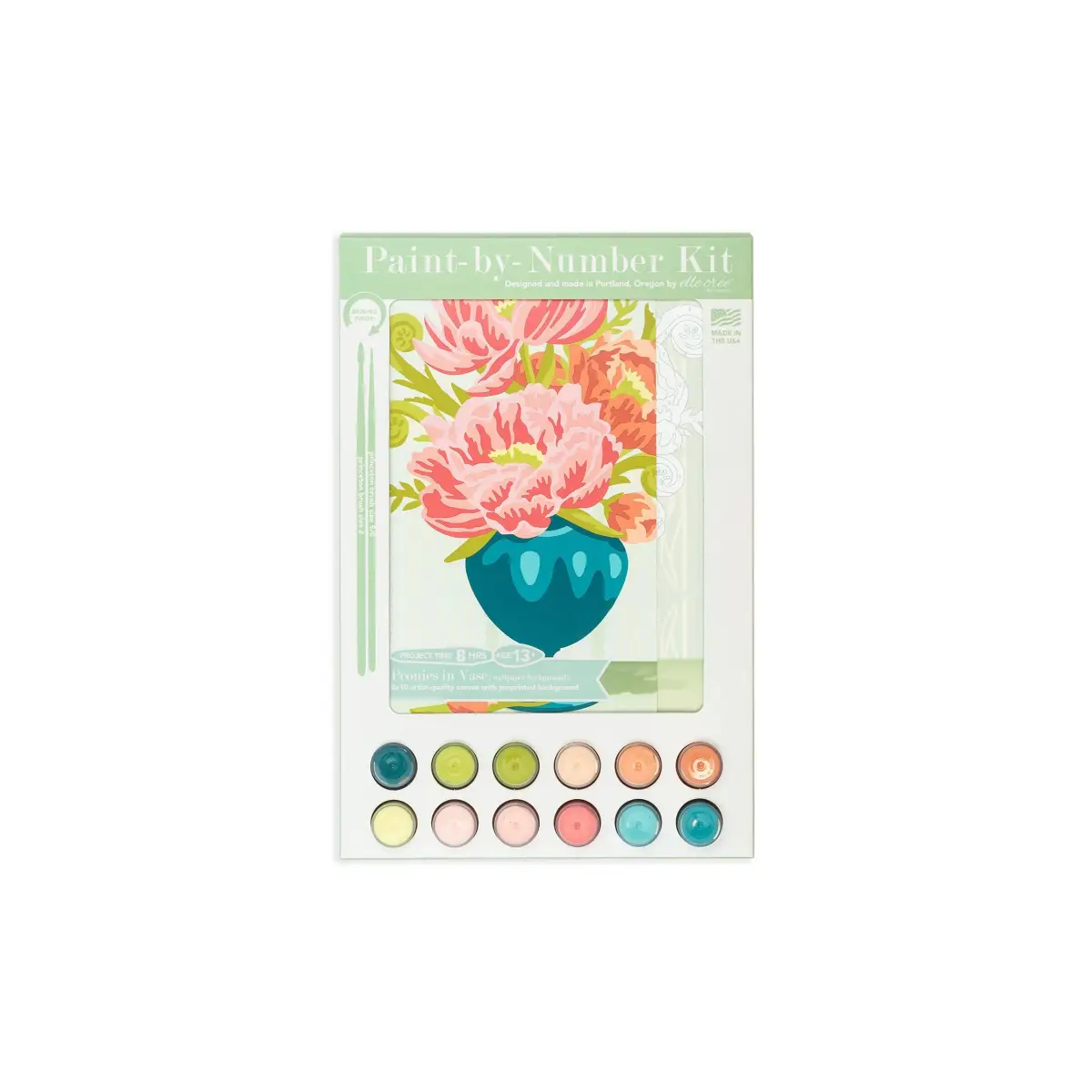 Paint by Number Kit - Peonies in Vase - Elle Crée