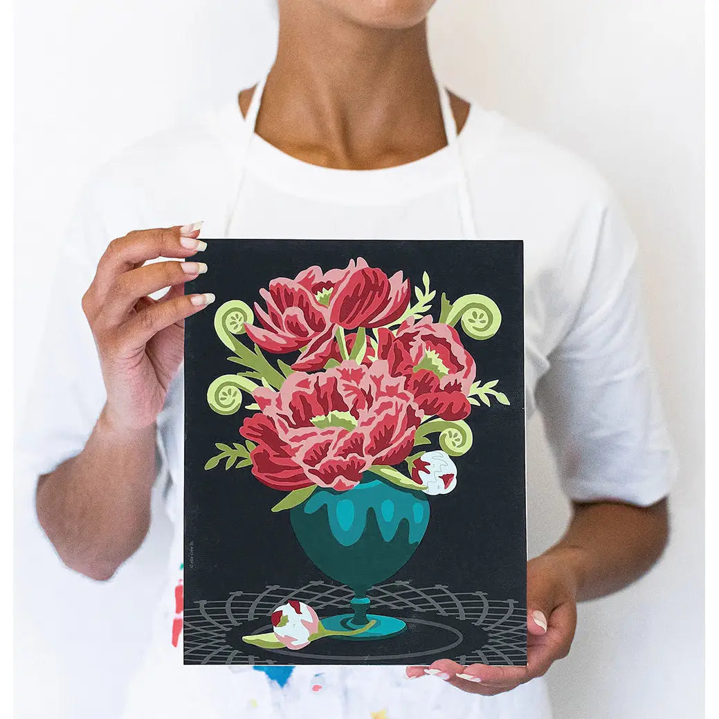Paint by Number Kit - Peonies in Vase - 8x10 - Elle Crée
