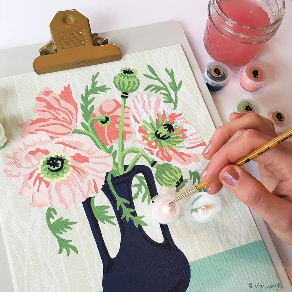 Paint by Number Kit - Poppies in a Vase - Elle Crée