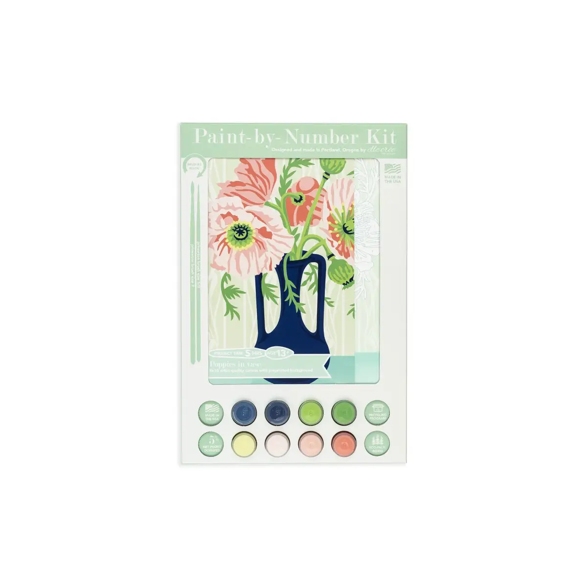 Paint by Number Kit - Poppies in a Vase - Elle Crée