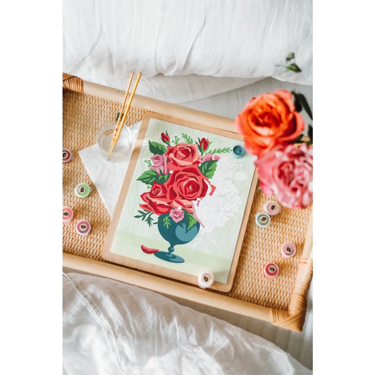Paint by Number Kit - Roses in Vase - Elle Crée