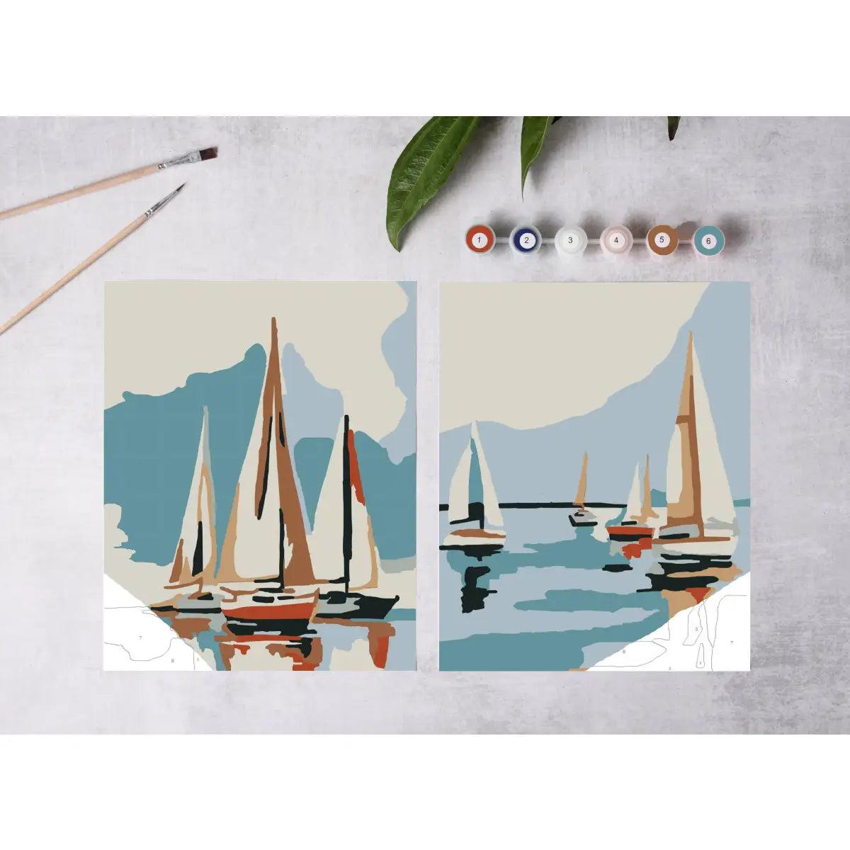 Paint-By-Number Kit - Sailboats at Sea - Cate Paper Co.