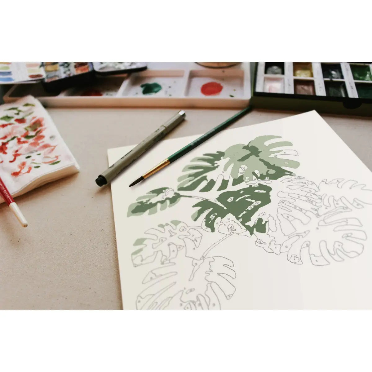 Paint-By-Number Kit - Tropical Plants - Cate Paper Co.