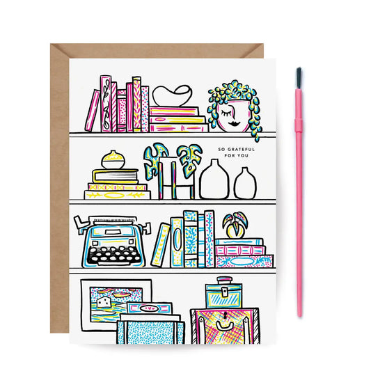 Paint with Water Greeting Card - Bookshelf - Inklings Paperie