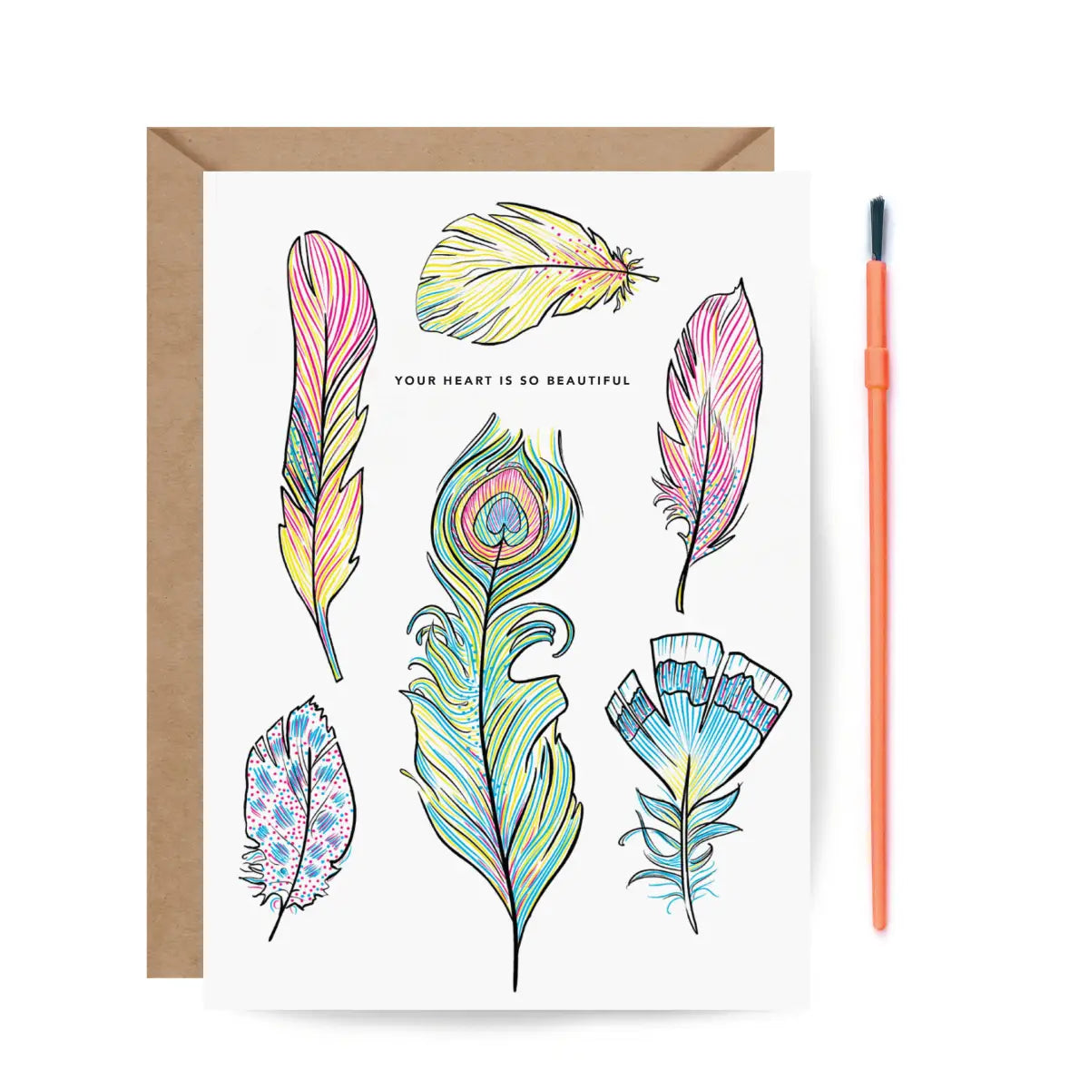 Paint with Water Greeting Card - Feathers - Inklings Paperie