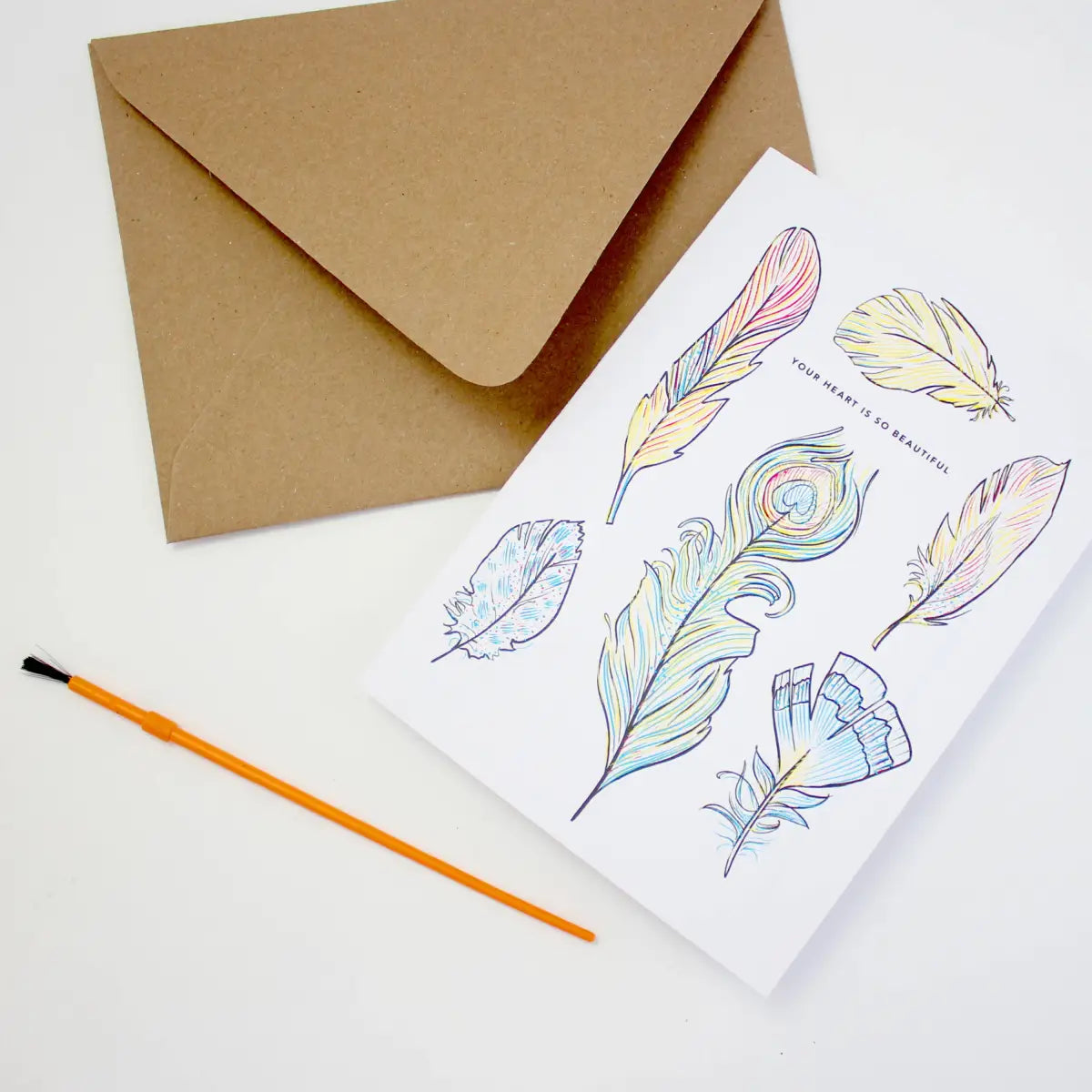 Paint with Water Greeting Card - Feathers - Inklings Paperie