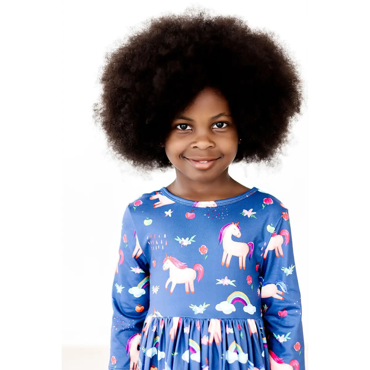 Pocket Twirl Dress - Unicorns and Rainbows - Painted Skies 3/4 Sleeve - Mila & Rose ®