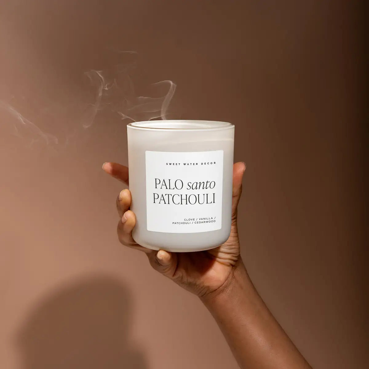 Palo Santo Patchouli Soy Candle - Tan Matte Jar - 15 oz - Sweet Water Decor