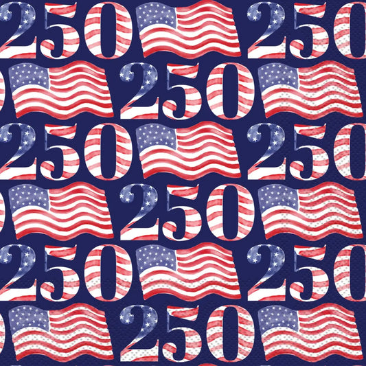 Paper Cocktail Napkin - USA 250 Flags - 20Ct - Boston International