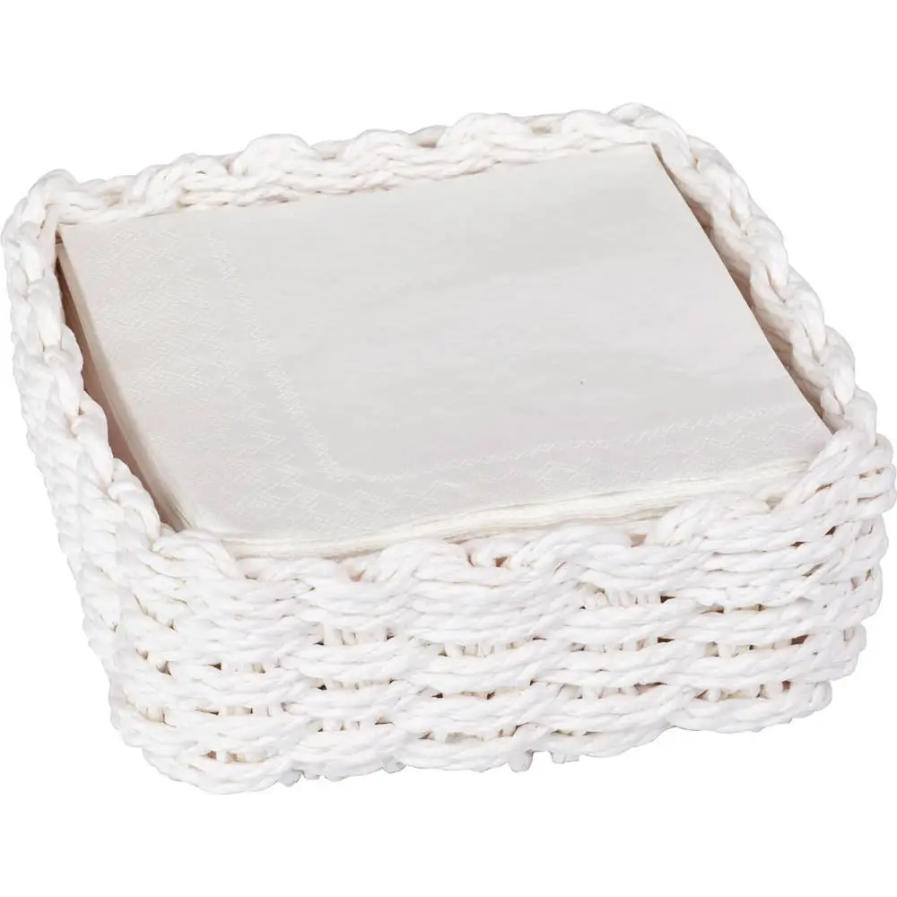 Cocktail Napkin Caddy - White Woven - Boston International