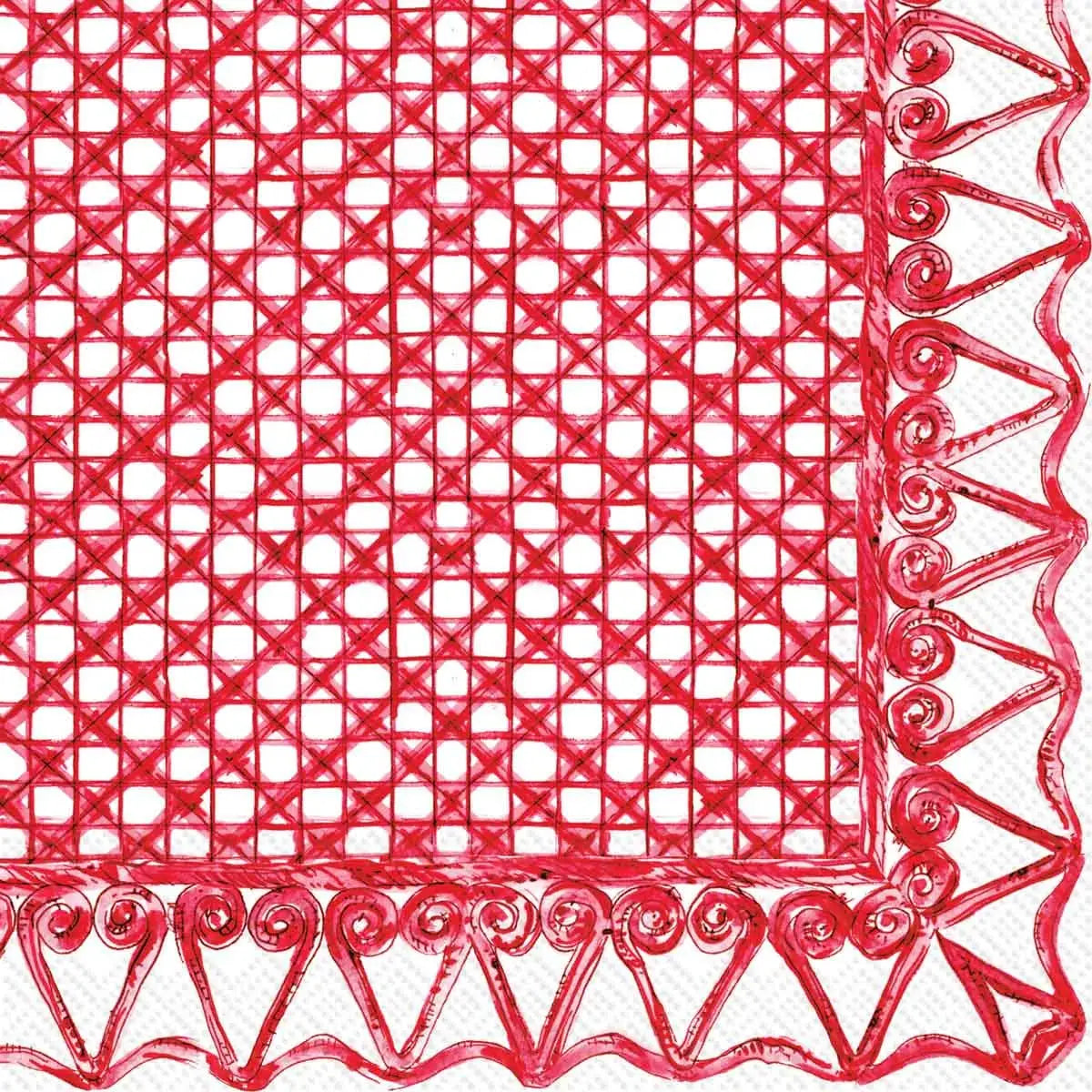 Paper Cocktail Napkins - Botanical Cane Red - 20 Ct - Boston International