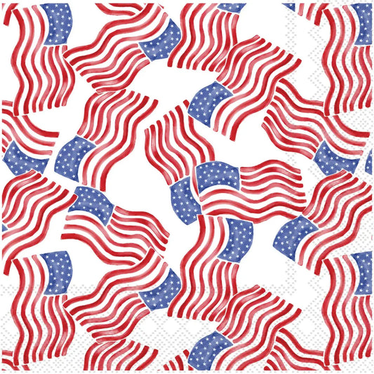 Paper Cocktail Napkins - Patriotic Stars & Stripes - 20 Ct - Boston International