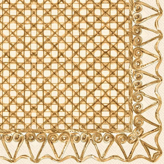 Paper Cocktail Napkins - Botanical Cane Gold - 20Ct - Boston International